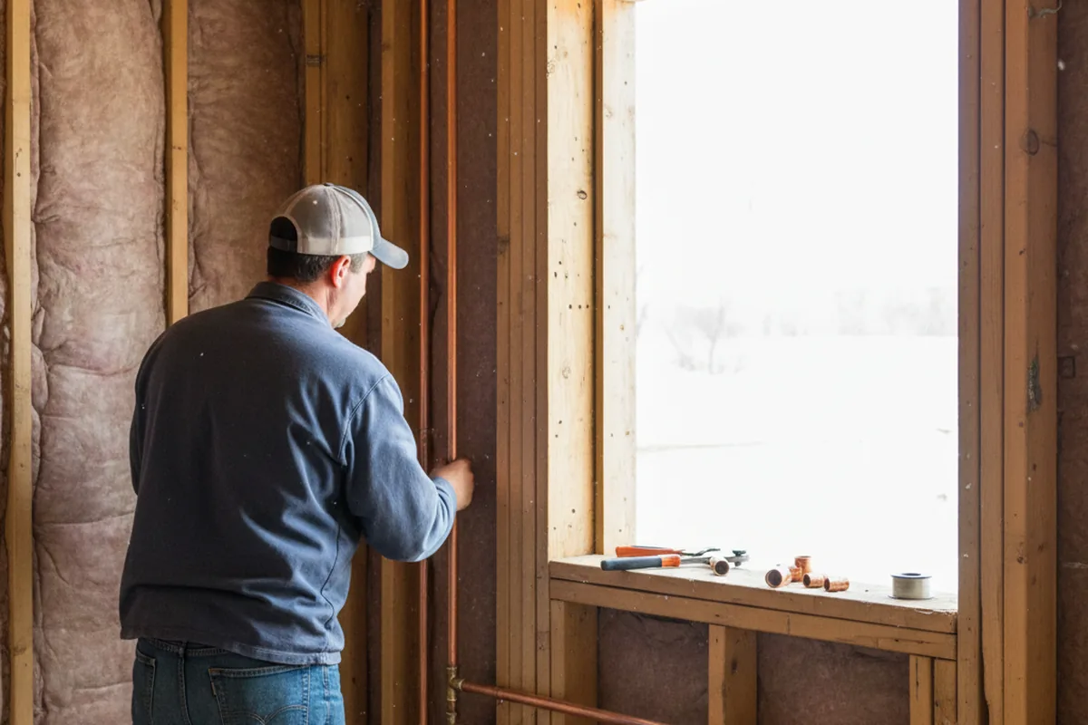 Licensed plumber running new copper supply lines in a Marionville home