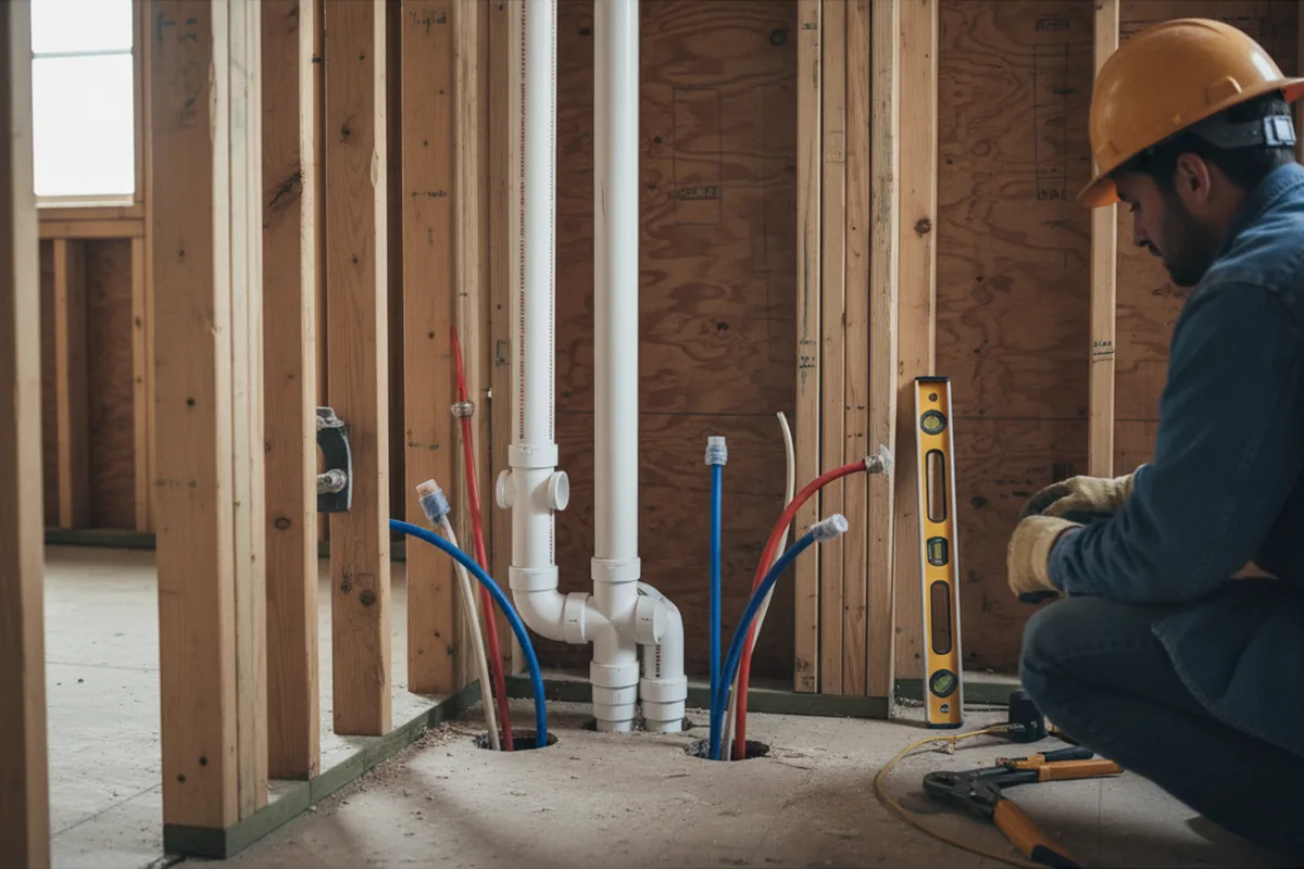 Drain and supply rough-in during Sump Pump Repair in Marionville