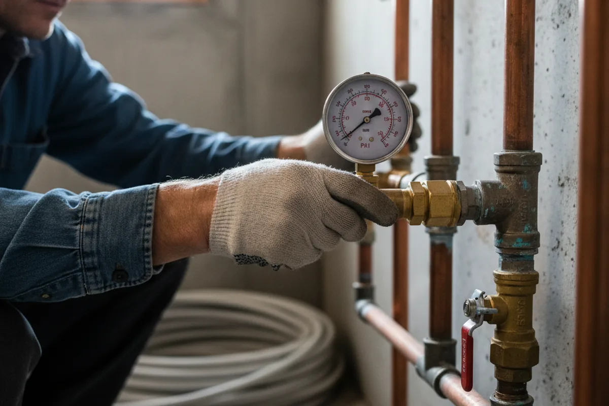 Pressure testing a repaired line during Water Line Repair in Marionville